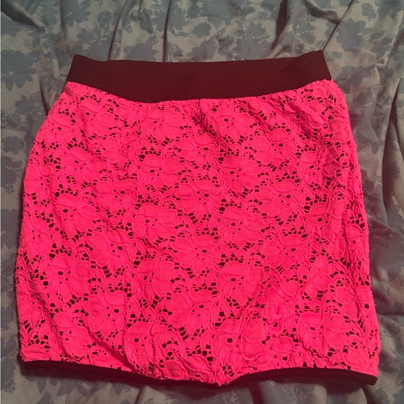 Rue21 Dresses & Skirts - Rue21 Vibrant Pink Lace Mini Skirt